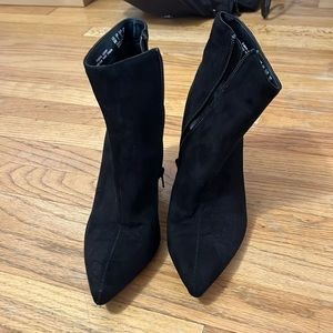 Carlos Santana black booties, feels like suede, excellent condition